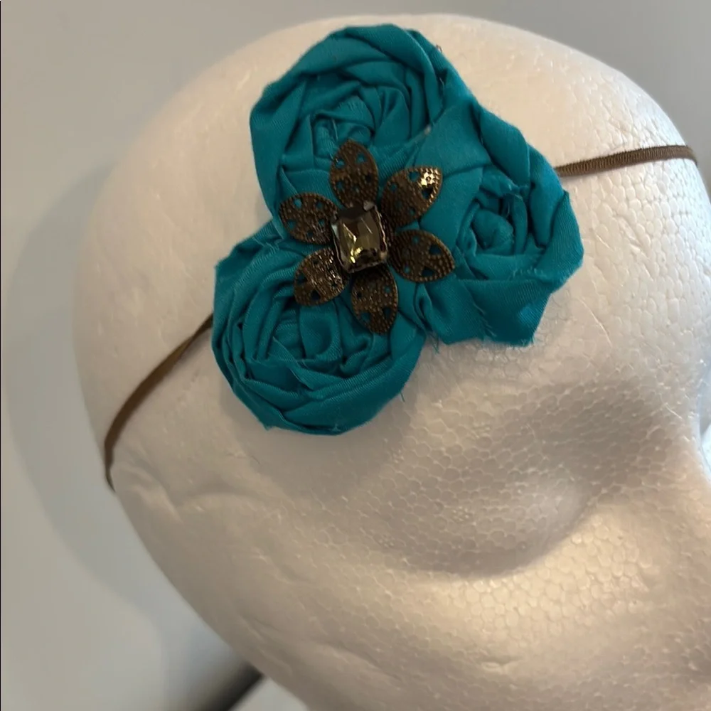 Gold and Blue Floral Hair Accessories Set